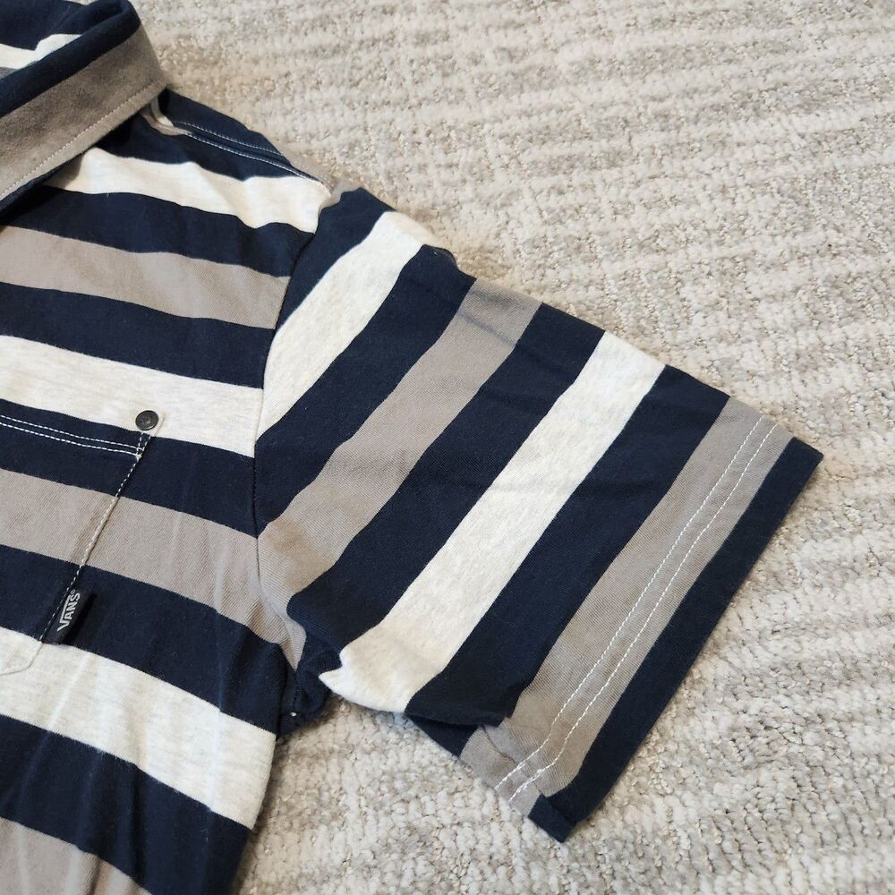 Van's Classic Fit loose short sleeve stripe polo top size M men - Picture 5 of 8